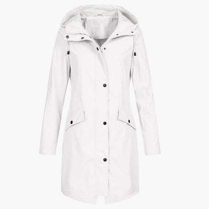 Women's Long Waterproof Raincoat – Stylish Hooded Outdoor Jacket for Everyday Wear