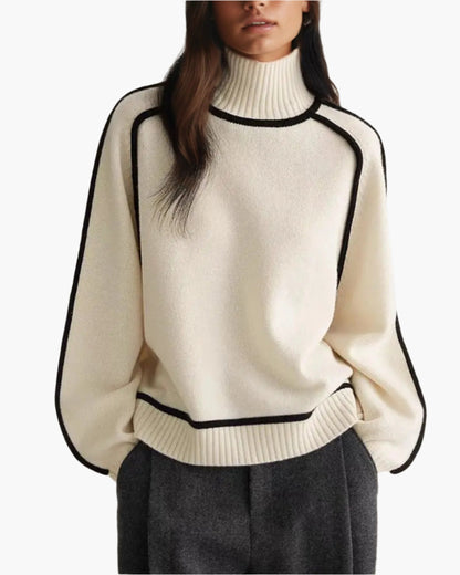 Women's Modern Chic Turtleneck Sweater – Elegant Loose Fit Pullover for Fall and Winter