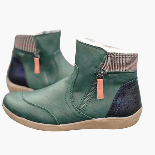 Women's Orthopedic Ankle Boots with Double Zipper - Casual Comfort Fashion Booties