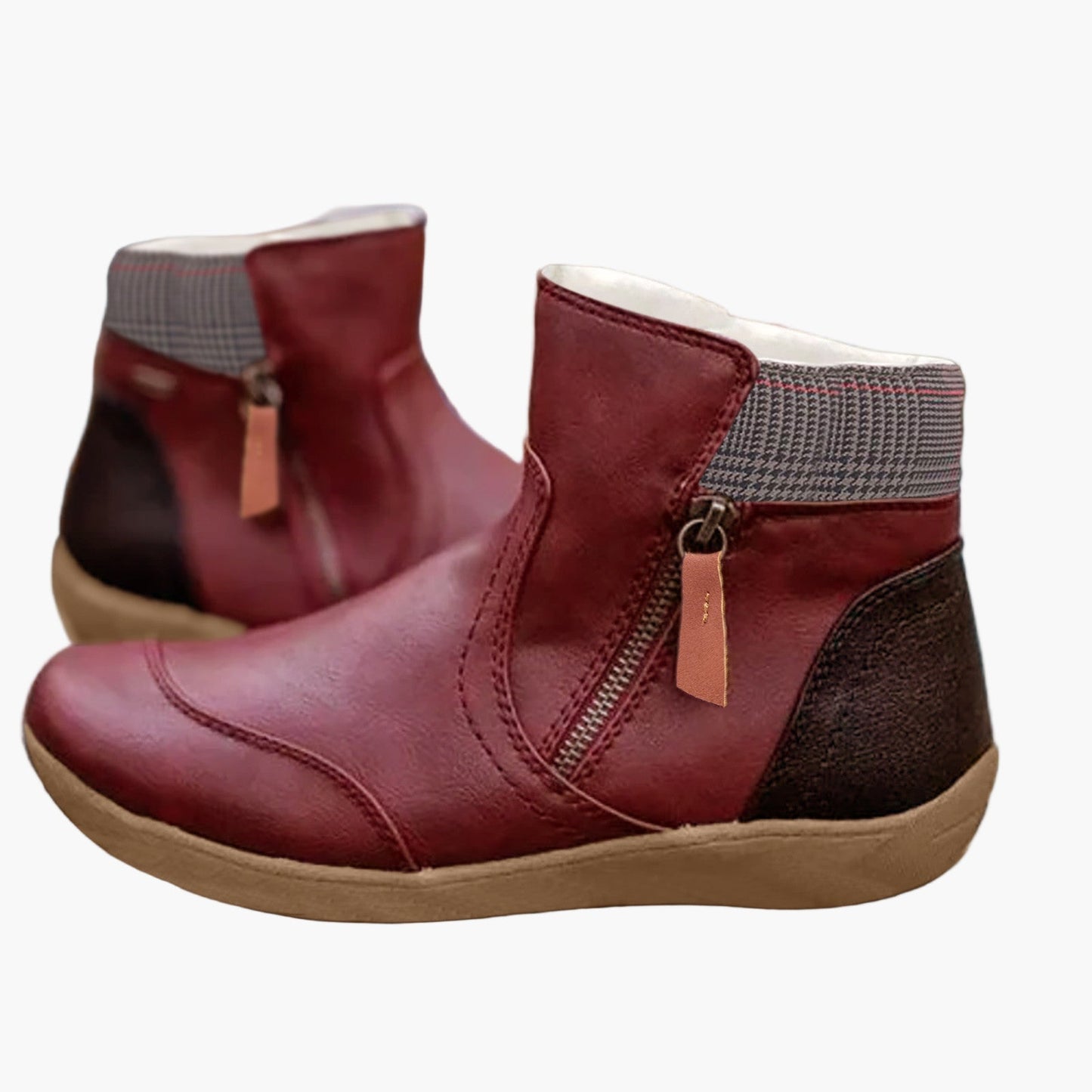 Women's Orthopedic Ankle Boots with Double Zipper - Casual Comfort Fashion Booties