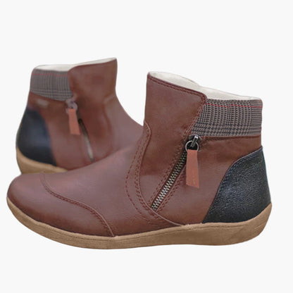 Women's Orthopedic Ankle Boots with Double Zipper - Casual Comfort Fashion Booties
