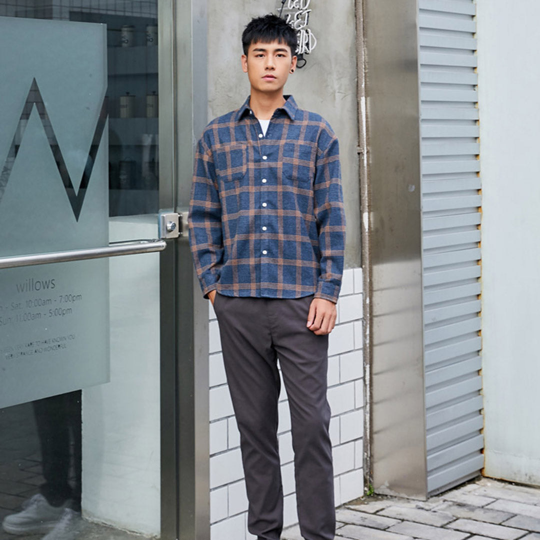 Men's Casual Plaid Button-Down Shirt - Relaxed Outdoor & Everyday Style