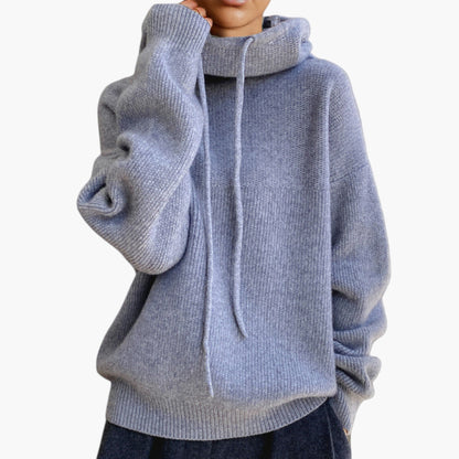 Women's Casual Oversized Knit Hooded Sweater Pullover for Everyday Comfort