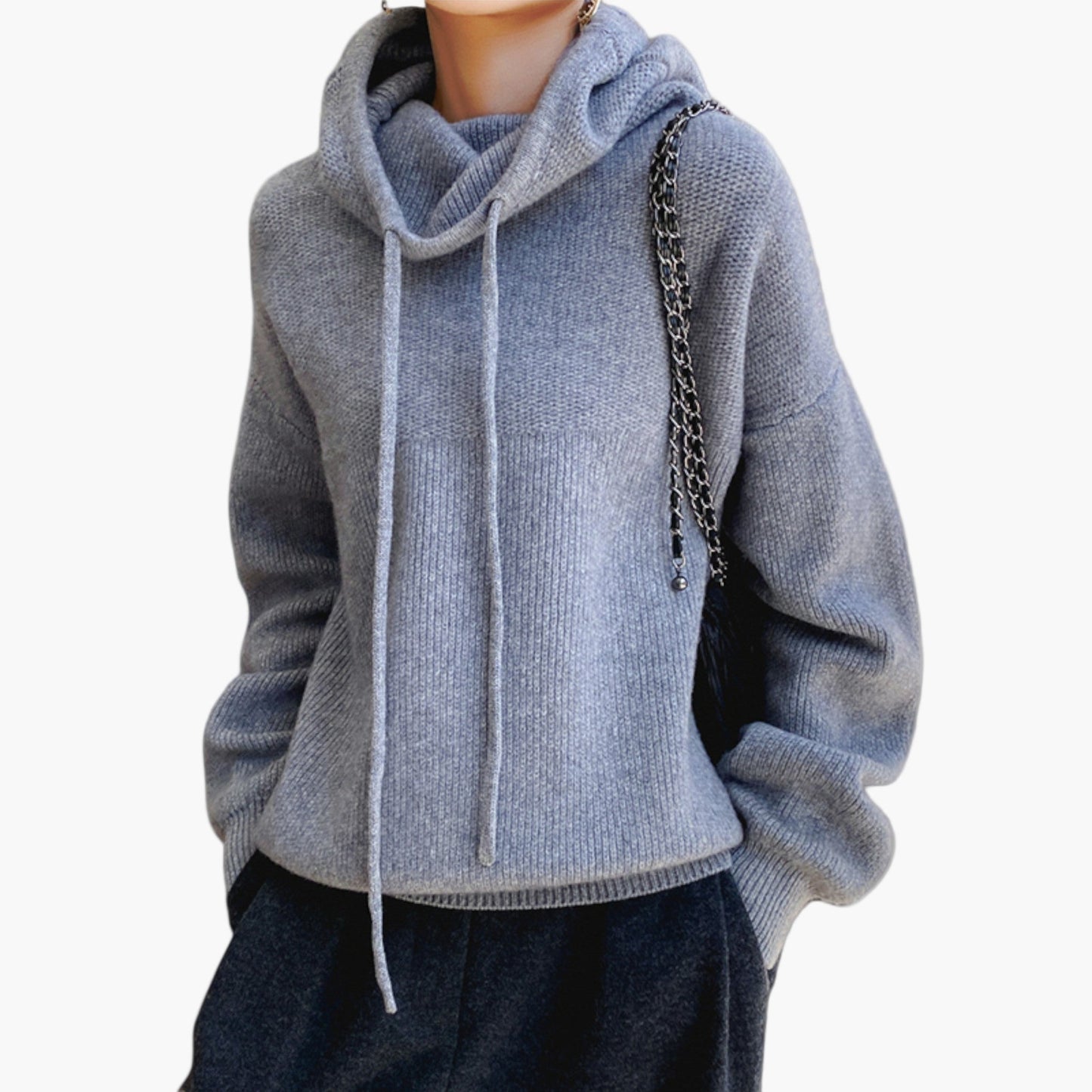 Women's Casual Oversized Knit Hooded Sweater Pullover for Everyday Comfort