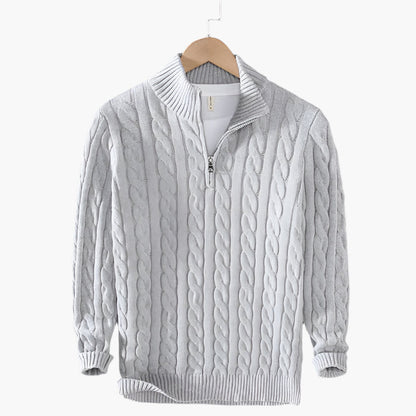 Men's Classic Cable Knit Quarter-Zip Sweater – Timeless Style for Everyday Wear