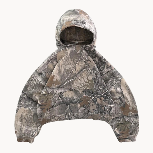 Unisex Oversized Camouflage Streetwear Hoodie – Urban Outdoor Pullover