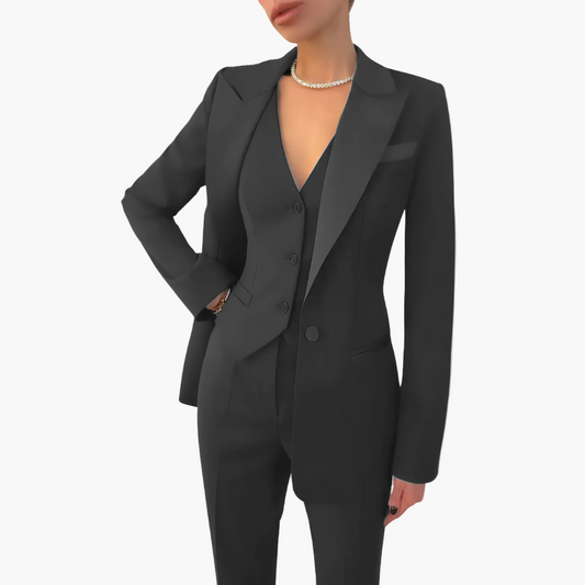 Women's Three-Piece Slim Fit Business Suit – Blazer, Vest, and Trousers Set for Formal and Professional Wear