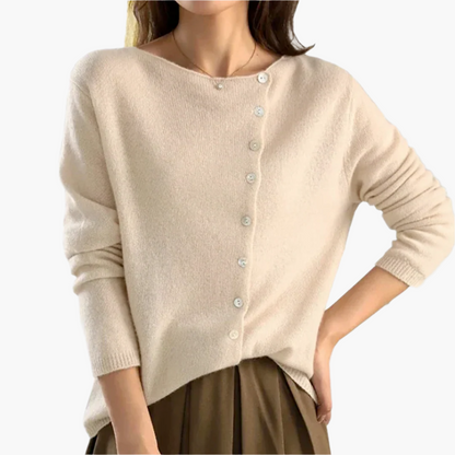 Women's Modern Asymmetric Button Cardigan – Elegant Versatile Knitwear for Office and Casual