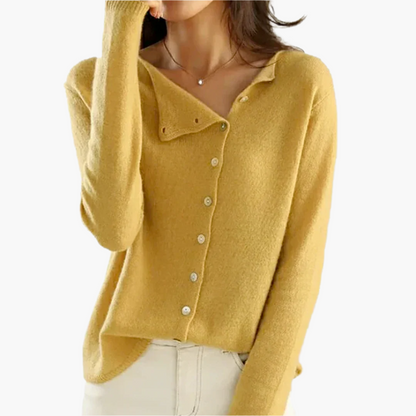 Women's Modern Asymmetric Button Cardigan – Elegant Versatile Knitwear for Office and Casual