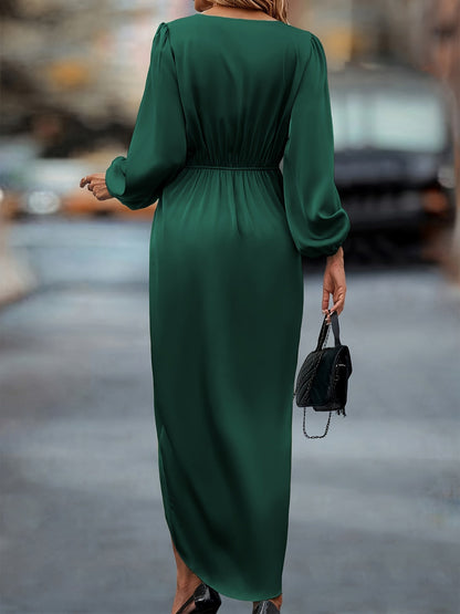 Women's Elegant Wrap Midi Dress for Formal Occasions and Parties