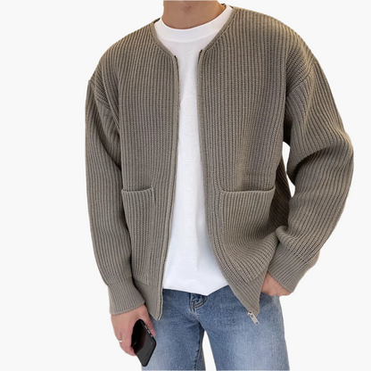 Men's Casual Knit Zip-Up Cardigan with Pockets – Everyday Modern Style