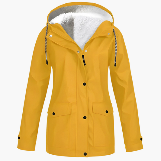 Women's CozyShield Hooded Fleece Lined Winter Rain Jacket - Outdoor Waterproof Parka
