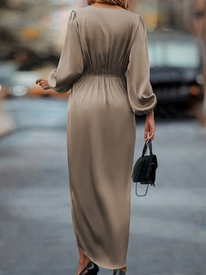 Women's Elegant Wrap Midi Dress for Formal Occasions and Parties