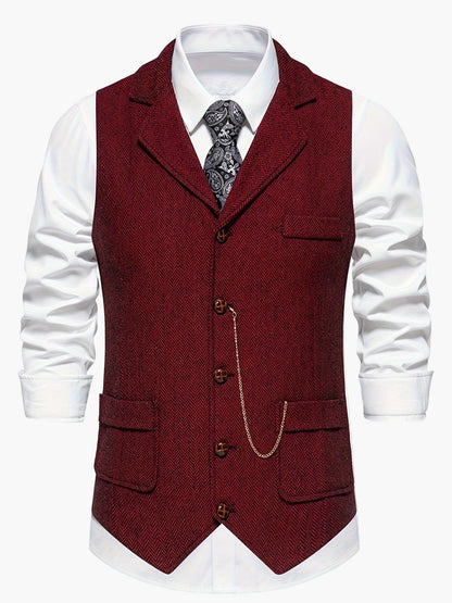 Men's Vintage Herringbone Suit Vest – Classic Formal Business Waistcoat
