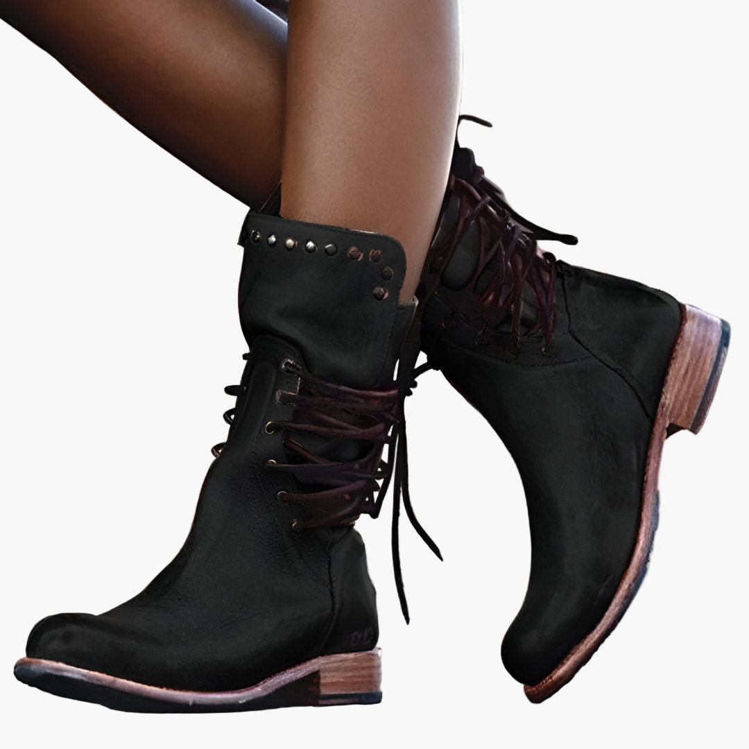 Women's Vintage Lace-Up Boots - Retro Style Fashion Ankle Boots for Everyday and Adventure