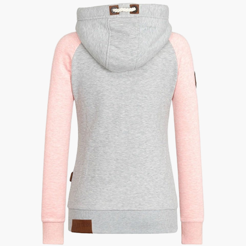 Women's Slim Fit Urban Hoodie Jacket with High Collar and Full Zip - Casual Style