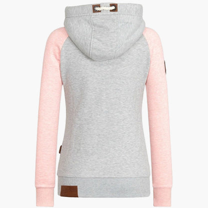 Women's Slim Fit Urban Hoodie Jacket with High Collar and Full Zip - Casual Style