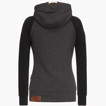 Women's Slim Fit Urban Hoodie Jacket with High Collar and Full Zip - Casual Style