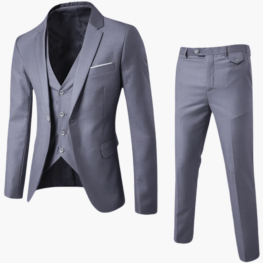 Men's 3-Piece Suit Set with Vest – Classic Formal Slim Fit for Weddings and Business