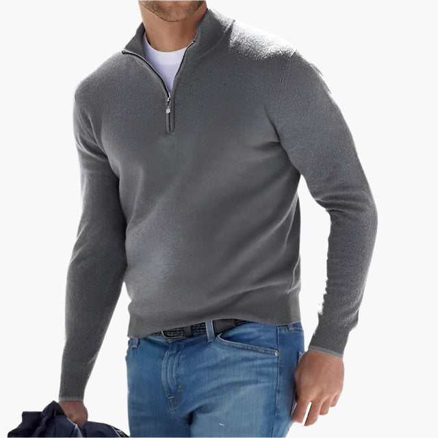 Men's Quarter-Zip Stand Collar Sweater – Classic Versatile Pullover for Everyday and Office