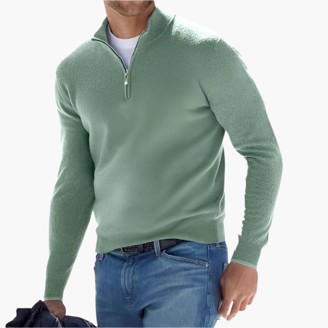 Men's Quarter-Zip Stand Collar Sweater – Classic Versatile Pullover for Everyday and Office