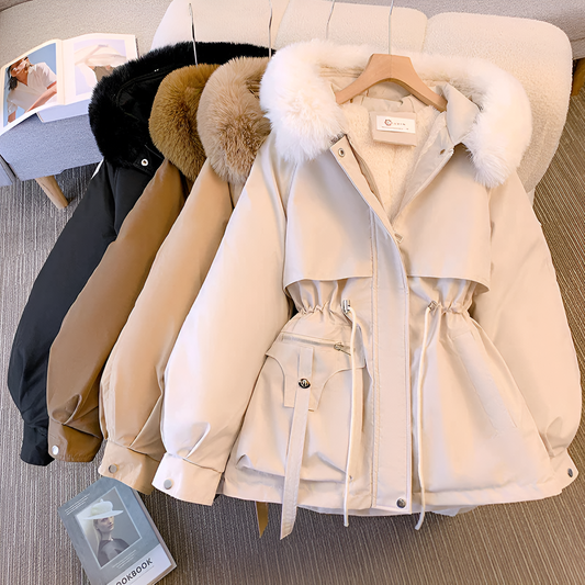 Women's Elegant Winter Coat with Hood – Stylish Warm Outerwear for Cold Weather