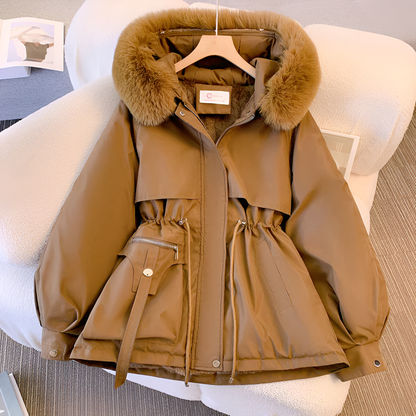 Women's Elegant Winter Coat with Hood – Stylish Warm Outerwear for Cold Weather