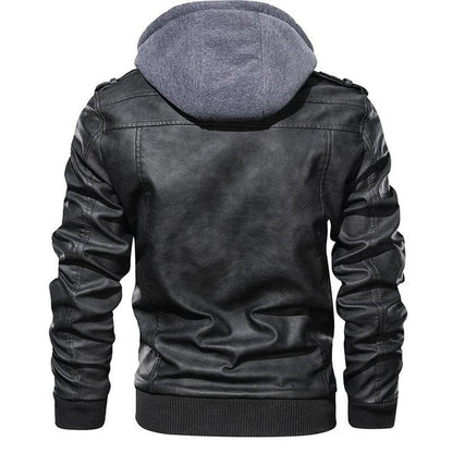 Men's Urban Biker Jacket with Detachable Hood – Modern Street Style for Everyday and Night Out