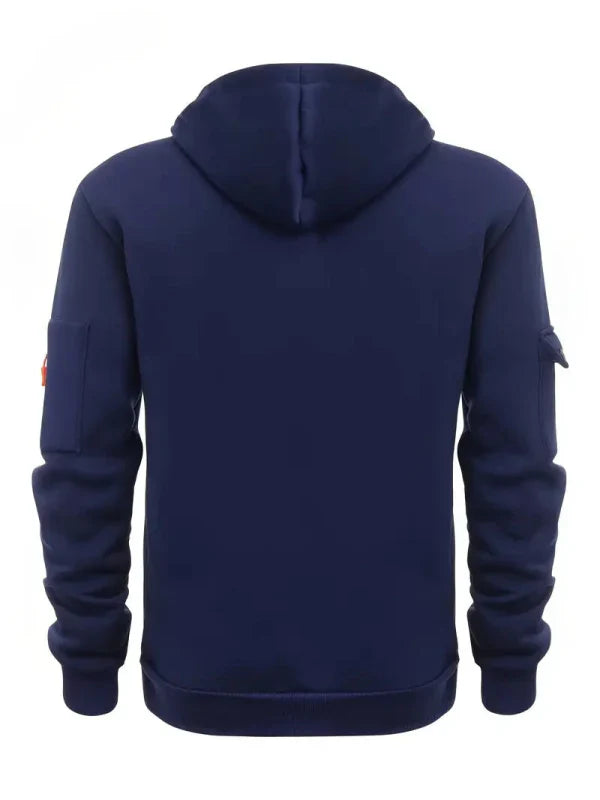 Men's Tactical Zip Hoodie – Urban Casual Sweatshirt with Multiple Pockets and Adjustable Hood