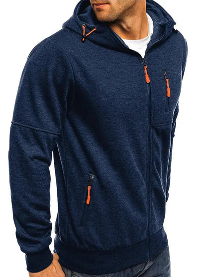 Men's Sport Zip Hoodie with Adjustable Hood and Zipper Pockets – Casual Athletic Pullover for Everyday and Outdoor