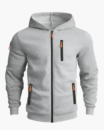 Men's Sport Zip Hoodie with Adjustable Hood and Zipper Pockets – Casual Athletic Pullover for Everyday and Outdoor
