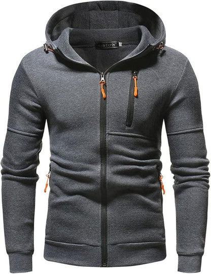 Men's Sport Zip Hoodie with Adjustable Hood and Zipper Pockets – Casual Athletic Pullover for Everyday and Outdoor