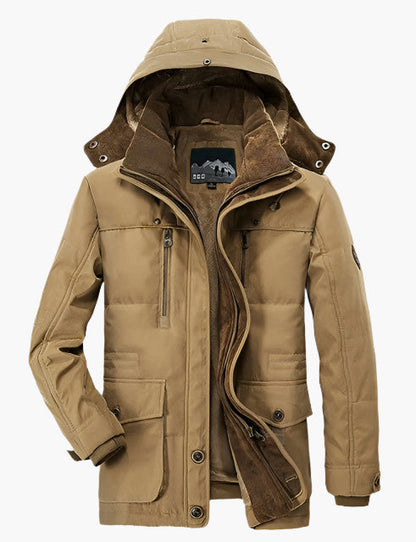 Men's Outdoor Winter Parka Jacket with Hood – Casual Warm Fleece Lined Coat for Everyday & Adventure