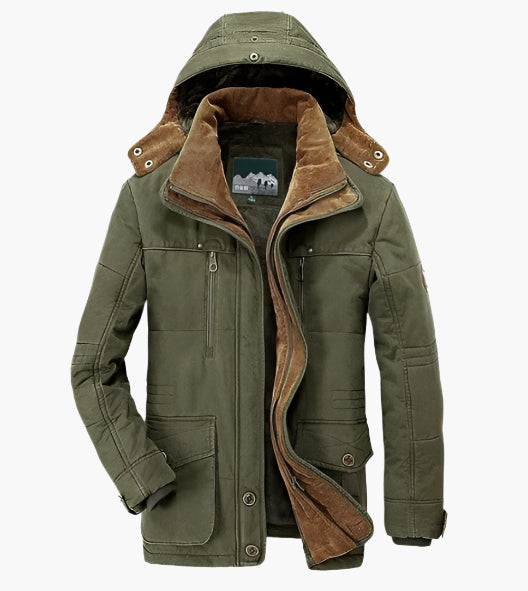 Men's Outdoor Winter Parka Jacket with Hood – Casual Warm Fleece Lined Coat for Everyday & Adventure
