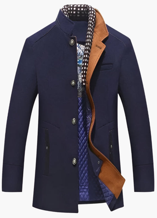 Men's Classic Evening Tailcoat with Detachable Collar - Elegant Long Jacket for Business and Events