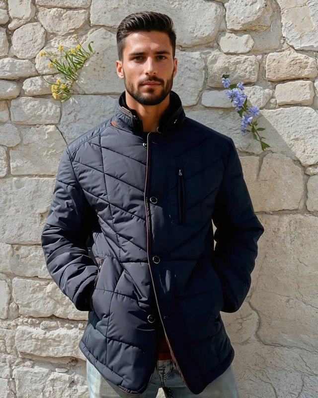 Men's Modern Quilted Jacket with Removable Faux Fur Collar – Business and Casual Outerwear