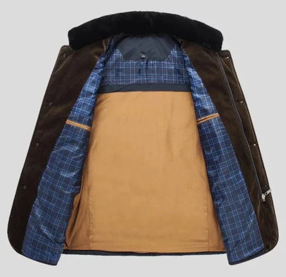 Men's Modern Quilted Jacket with Removable Faux Fur Collar – Business and Casual Outerwear