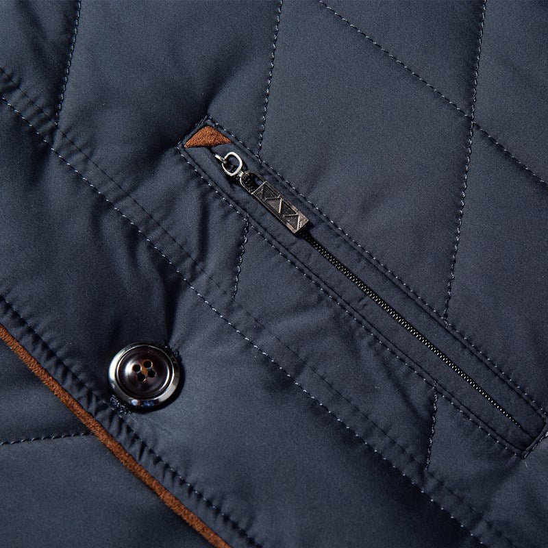 Men's Modern Quilted Jacket with Removable Faux Fur Collar – Business and Casual Outerwear