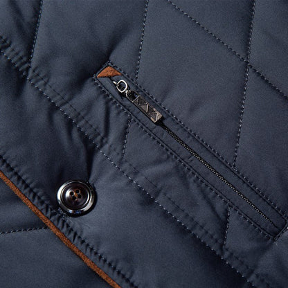 Men's Modern Quilted Jacket with Removable Faux Fur Collar – Business and Casual Outerwear