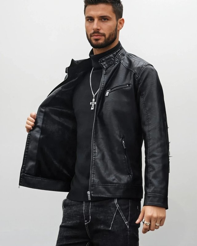 Men's Classic Biker Jacket – Modern Slim Fit Moto Style for Casual & Night Out