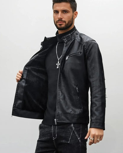 Men's Classic Biker Jacket – Modern Slim Fit Moto Style for Casual & Night Out