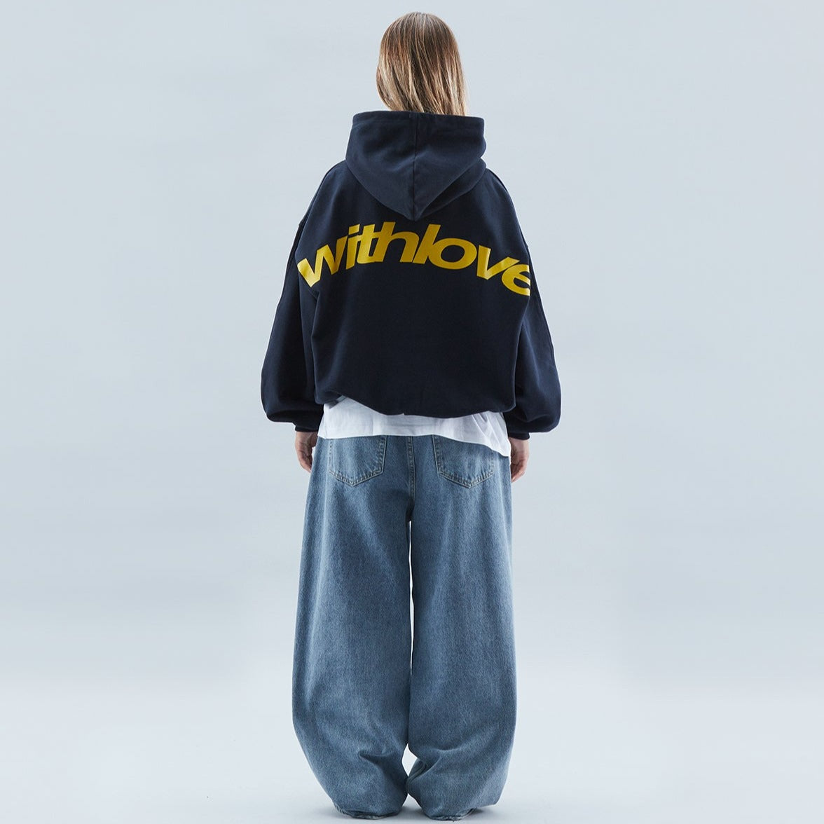 Women's Oversized Hoodie with Hood and Back 'withlove' Print – Urban Streetwear Style