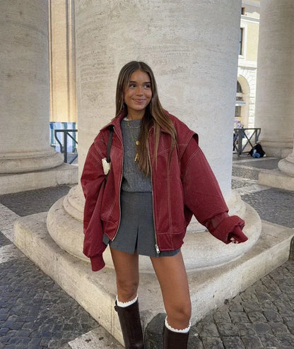 Women's Oversized Bomber Jacket Streetwear Style for Casual and Urban Outfits