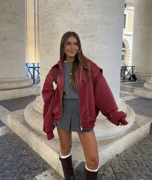 Women's Oversized Bomber Jacket Streetwear Style for Casual and Urban Outfits