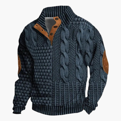 Men's Vintage Patchwork Knit Pattern Bomber Jacket – Casual Streetwear Style