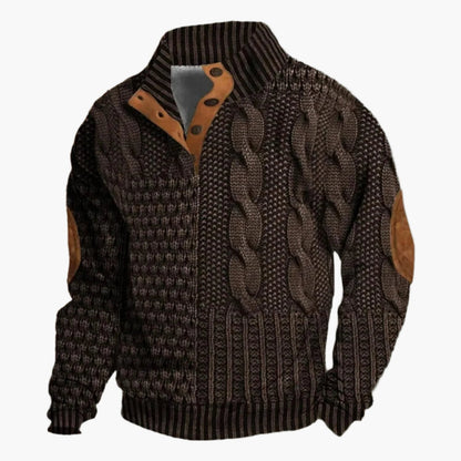 Men's Vintage Patchwork Knit Pattern Bomber Jacket – Casual Streetwear Style