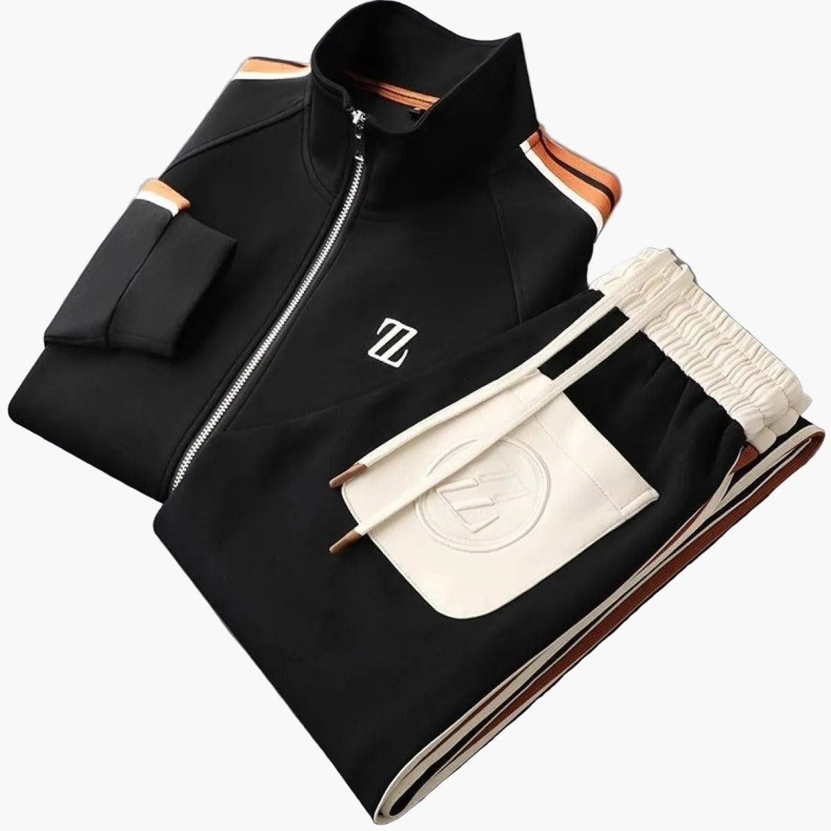 Men's Modern Athletic Tracksuit Set – Sporty Casual Zip-Up Jacket and Joggers