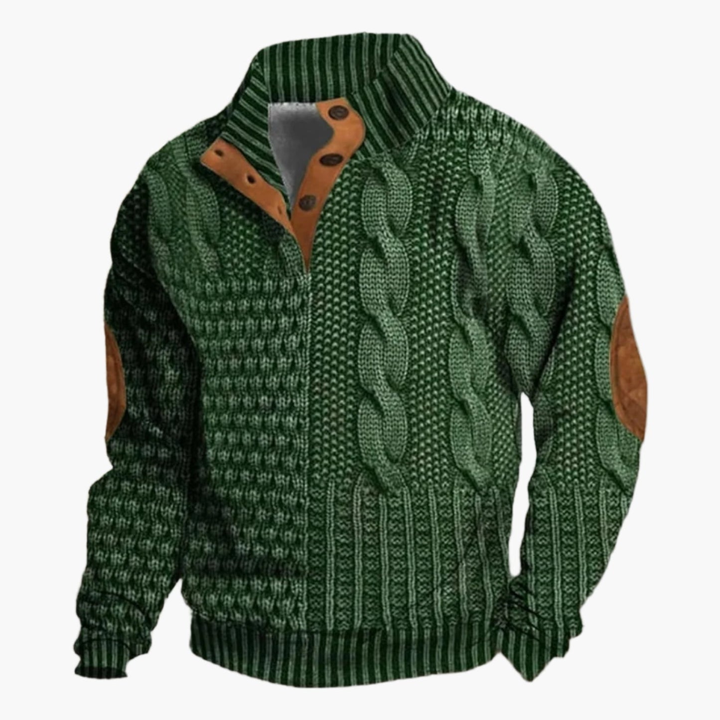 Men's Vintage Patchwork Knit Pattern Bomber Jacket – Casual Streetwear Style