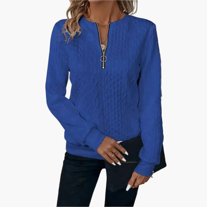 Women's Cable Knit Zip Up Sweater – Casual Modern Pullover for Everyday Style