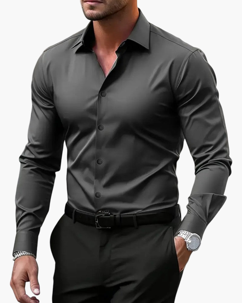 Men's Slim Fit Long Sleeve Dress Shirt – Modern Style for Business and Events